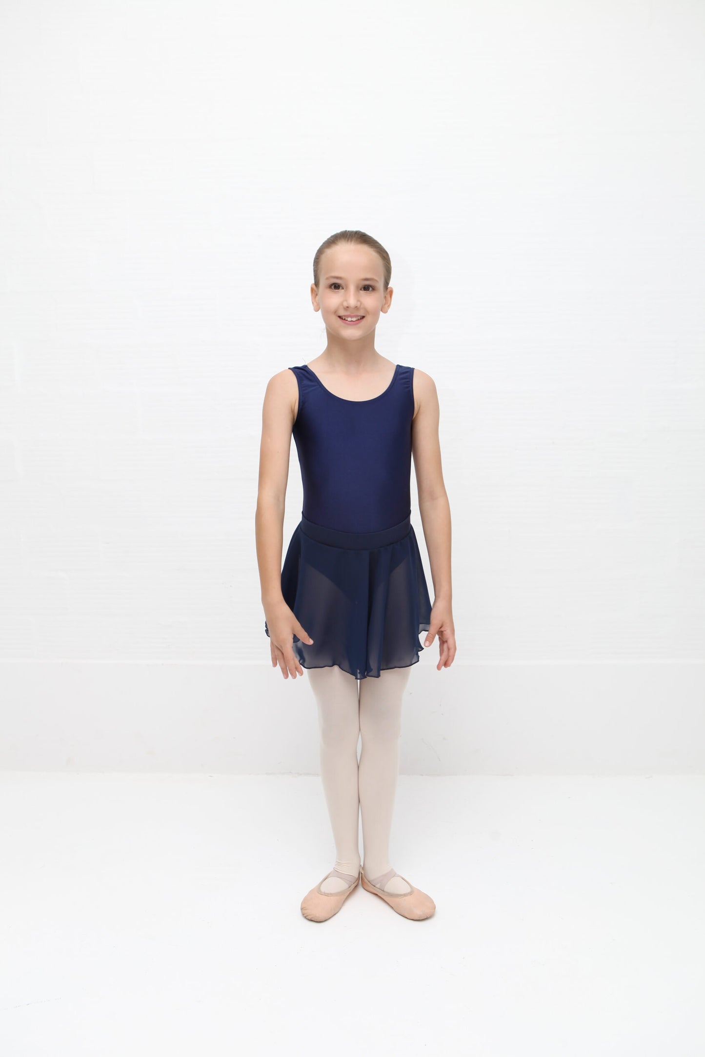 Leotard, skirt, shoes and ballet tights